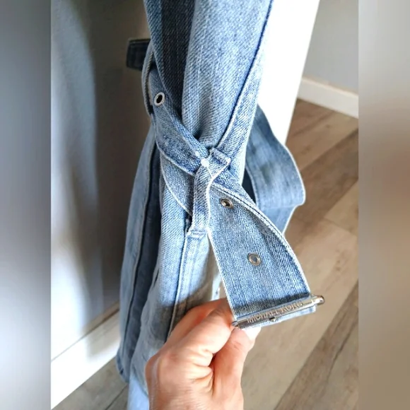 NWOT MICHAEL Michael Kors Frayed Neck Denim Shirt Dress Women's Size 6 - Picture 10 of 11